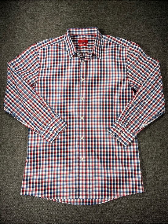 Hugo Boss Other - Hugo BOSS Red Blue and White Plaid Dress Shirt Slim Fit Button Down Long Sleeve